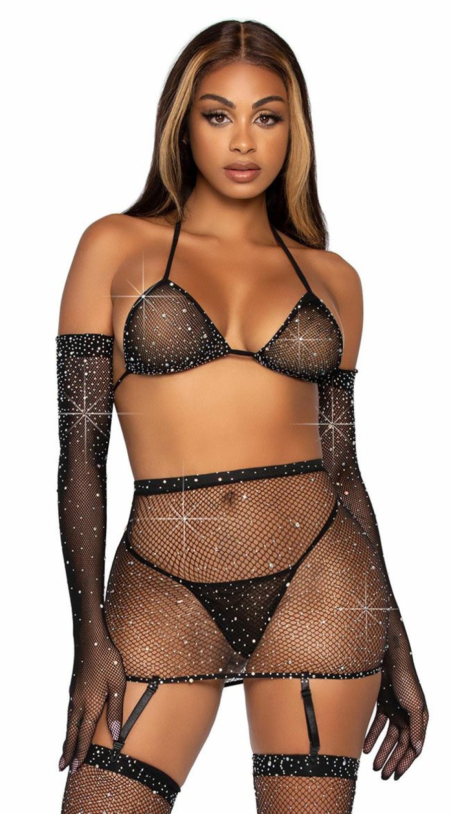 Lingerie * | Leg Avenue Sparkle And Fine Bra Set