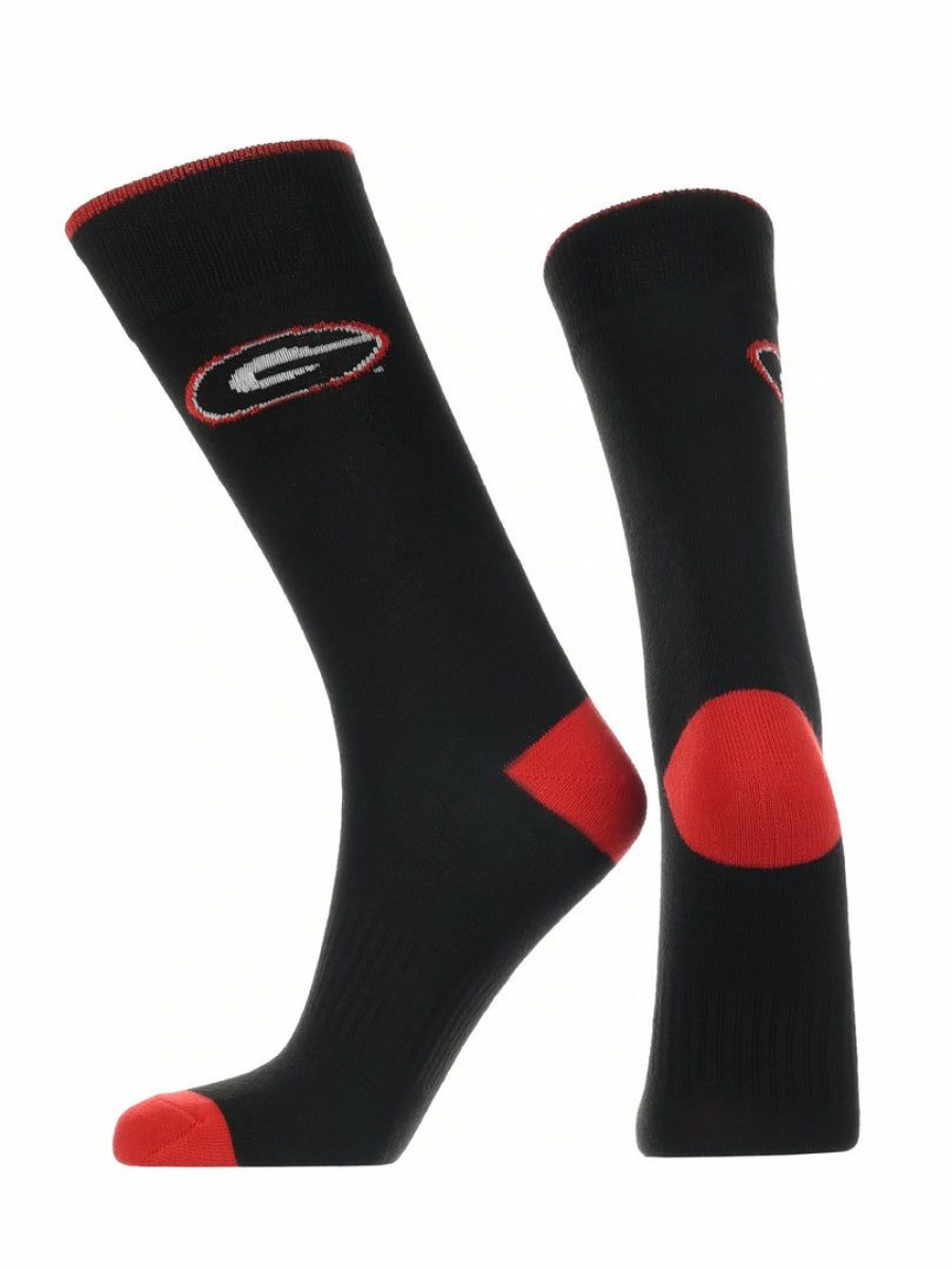 Ncaa Socks * | Promo Tck All Schools Georgia Bulldogs Dress Socks Dean'S List Crew Length Socks Black/Red