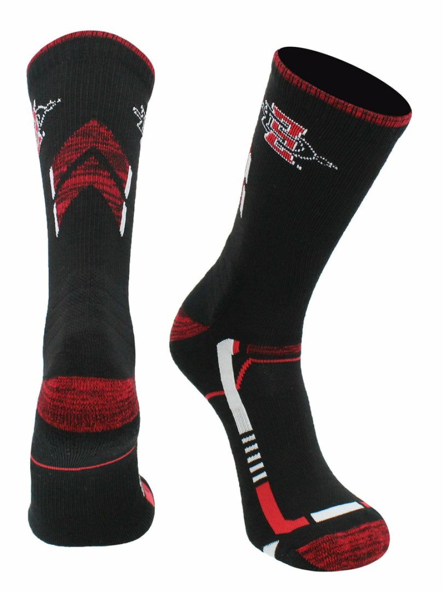 Ncaa Socks * | Best Deal Tck San Diego State Aztecs Socks San Diego State University Aztecs Champion Crew Socks All Schools Black/Scarlet