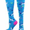 Ncaa Socks * | Outlet Madsportsstuff Peace Love Unicorn Over The Calf Athletic Socks Softball Socks Electric Blue/Neon Pink