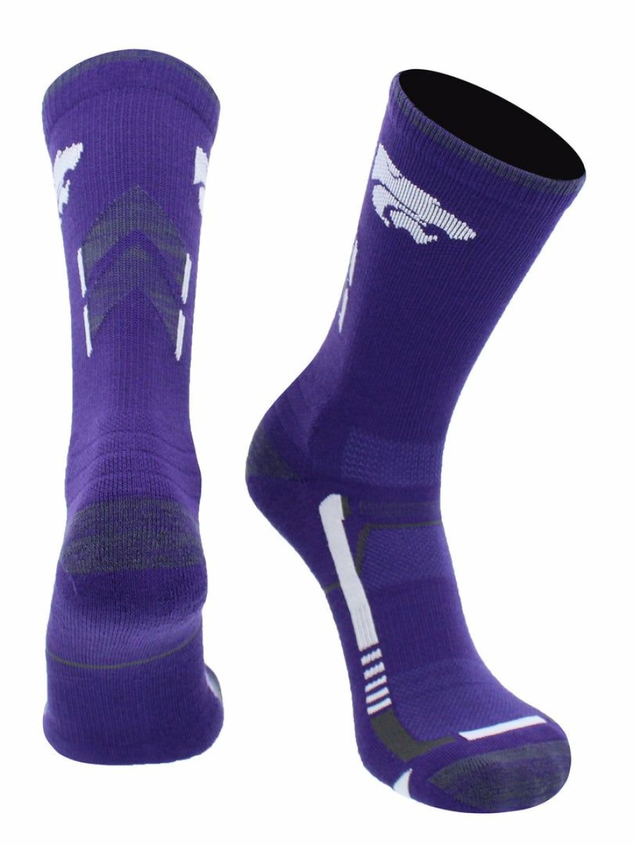 Ncaa Socks * | Budget Tck Kansas State Wildcats Socks Kansas State University Wildcats Champion Crew Socks All Schools Purple/White