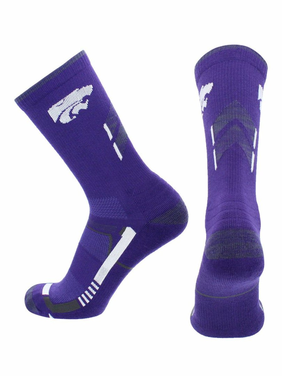 Ncaa Socks * | Budget Tck Kansas State Wildcats Socks Kansas State University Wildcats Champion Crew Socks All Schools Purple/White