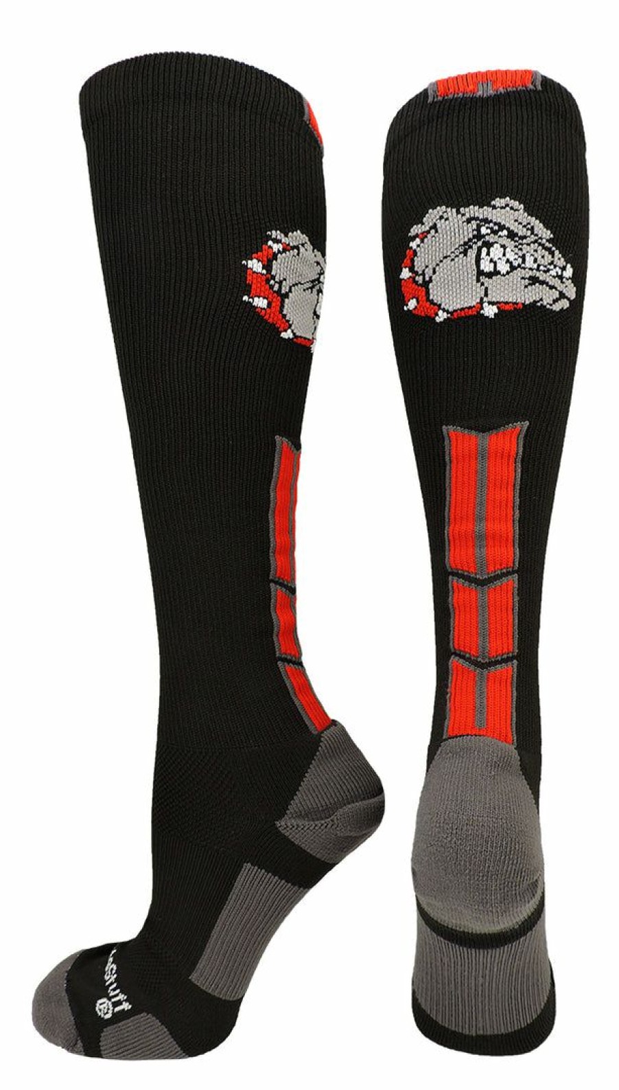 Ncaa Socks * | Wholesale Madsportsstuff Bulldog Logo Over The Calf Socks Black/Scarlet