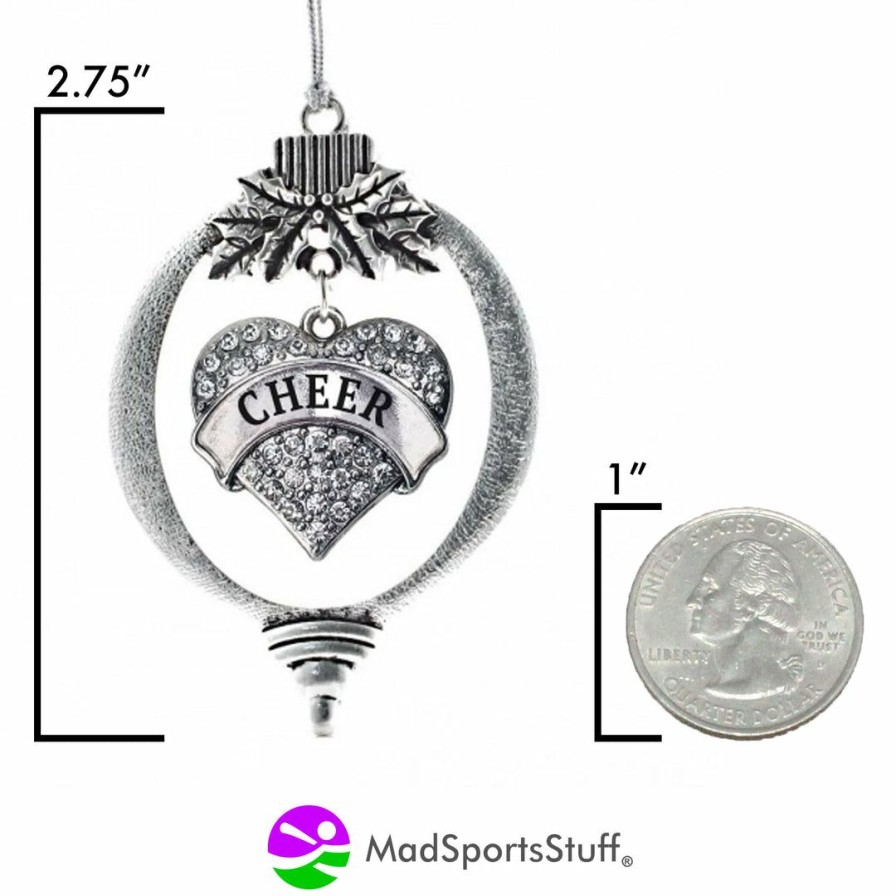 Accessories * | Best Pirce Madsportsstuff Cheerleading Christmas Ornament With Crystal Cheer Heart Charm For Cheerleader