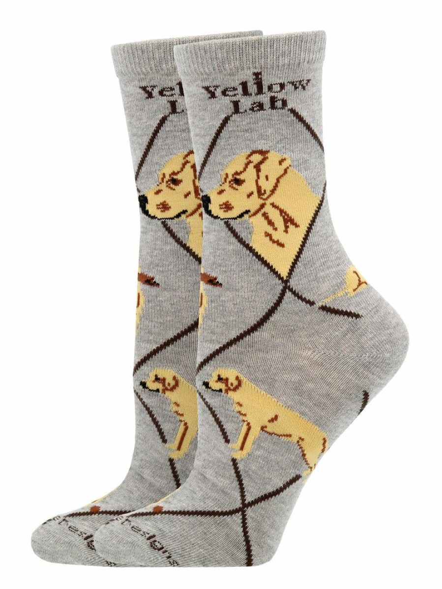 Ncaa Socks * | Best Reviews Of Whd Yellow Lab Socks For Women Gift For Dog Lovers Crazy Socks Crew