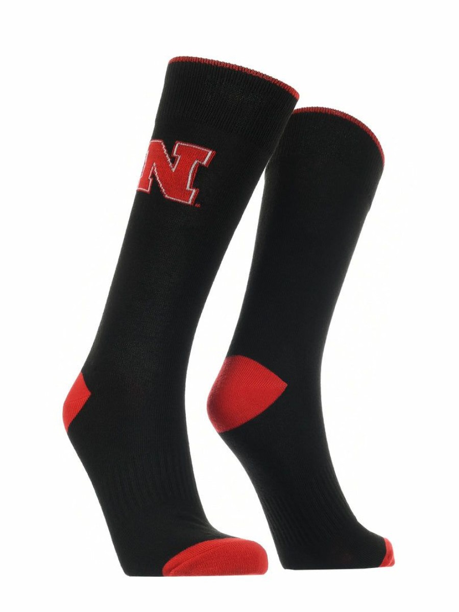 Ncaa Socks * | Outlet Tck Nebraska Cornhuskers Dress Socks Dean'S List Crew Length Socks Black/Red