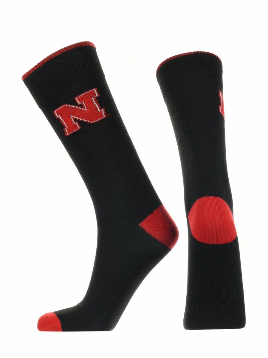 Ncaa Socks * | Outlet Tck Nebraska Cornhuskers Dress Socks Dean'S List Crew Length Socks Black/Red