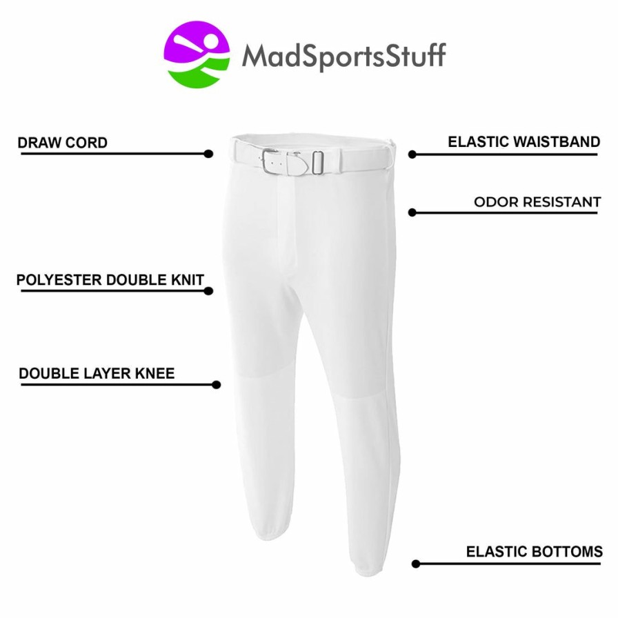 By Sport * | Cheapest Madsportsstuff Youth Baseball Pants Elastic Bottom Boys Basic Line