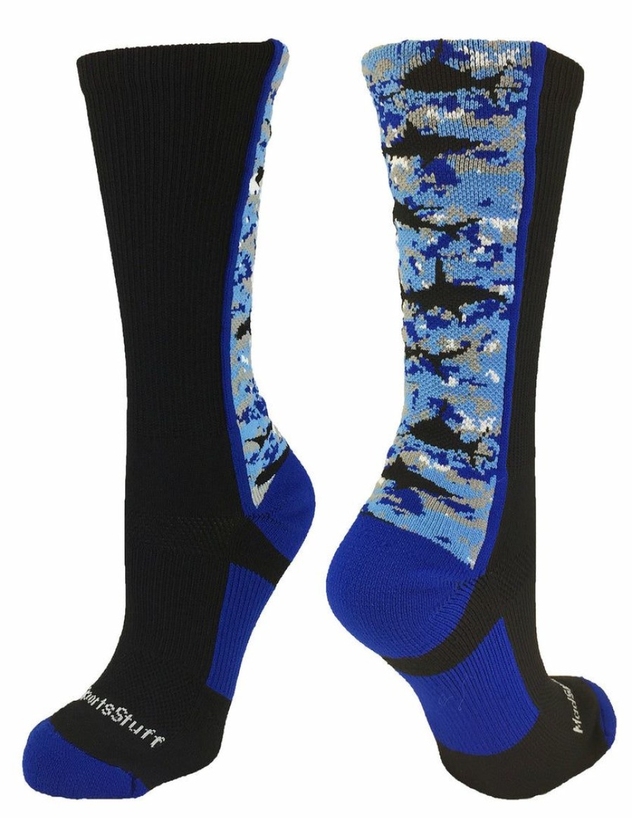 Ncaa Socks * | Coupon Madsportsstuff Digital Camo Shark Socks Crew Black/Blue/White