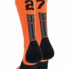 Ncaa Socks * | Flash Sale Madsportsstuff Orange And Black Player Id Custom Number Crew Socks For Basketball Lacrosse Volleyball Boys And Girls