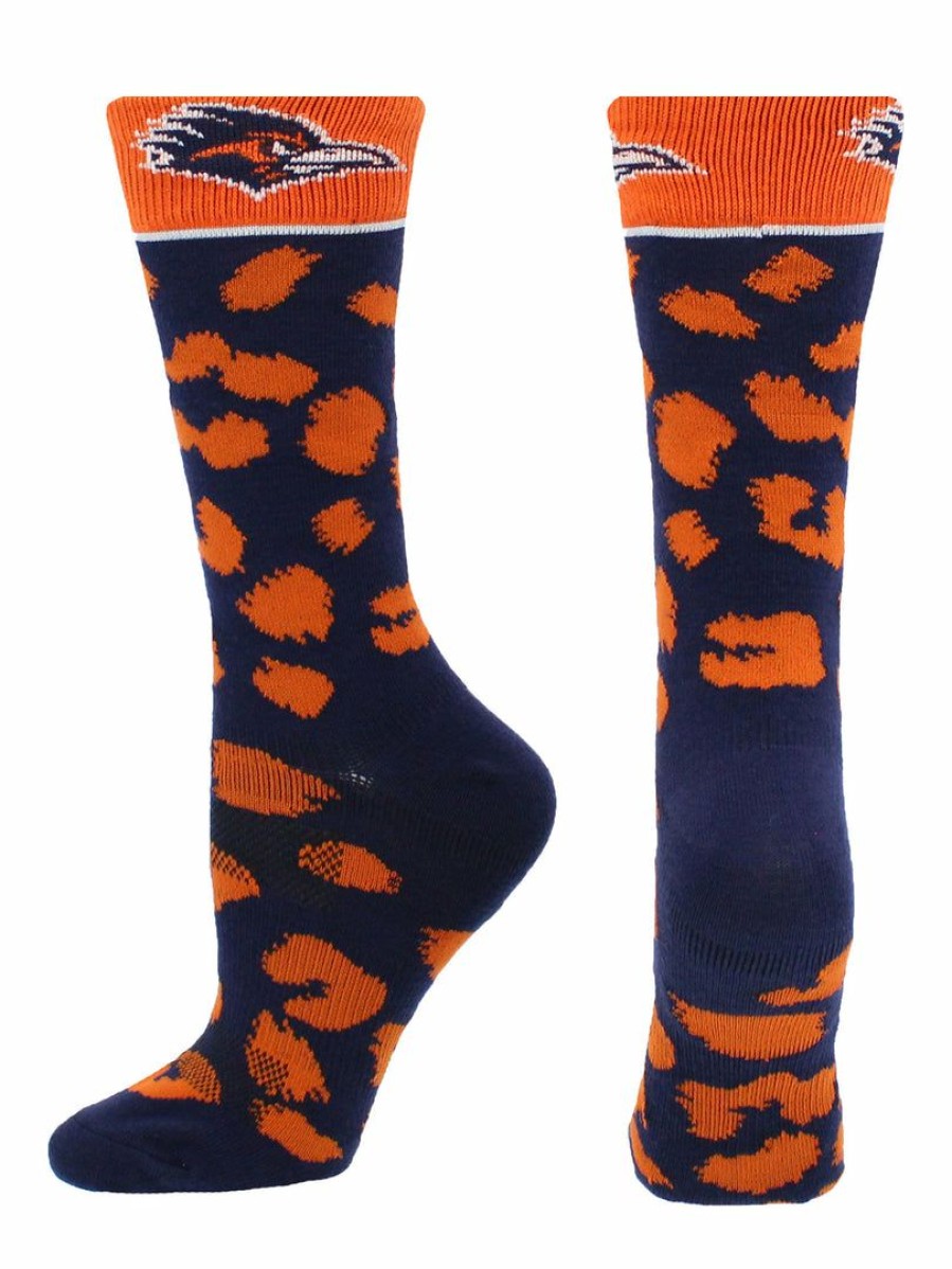 Ncaa Socks * | Discount Tck Texas San Antonio Roadrunners Socks Womens Savage Crew Socks Blue/Orange