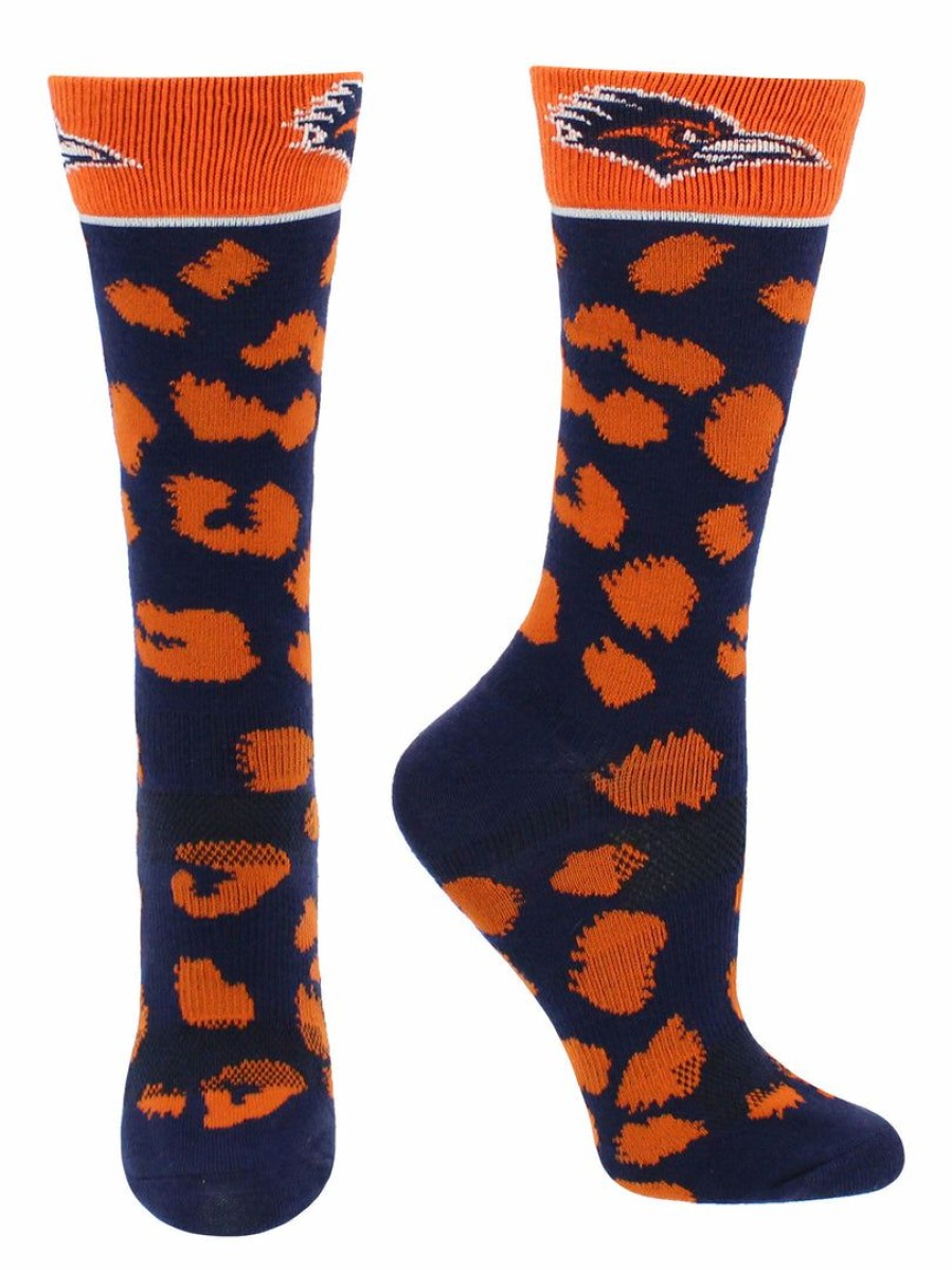 Ncaa Socks * | Discount Tck Texas San Antonio Roadrunners Socks Womens Savage Crew Socks Blue/Orange