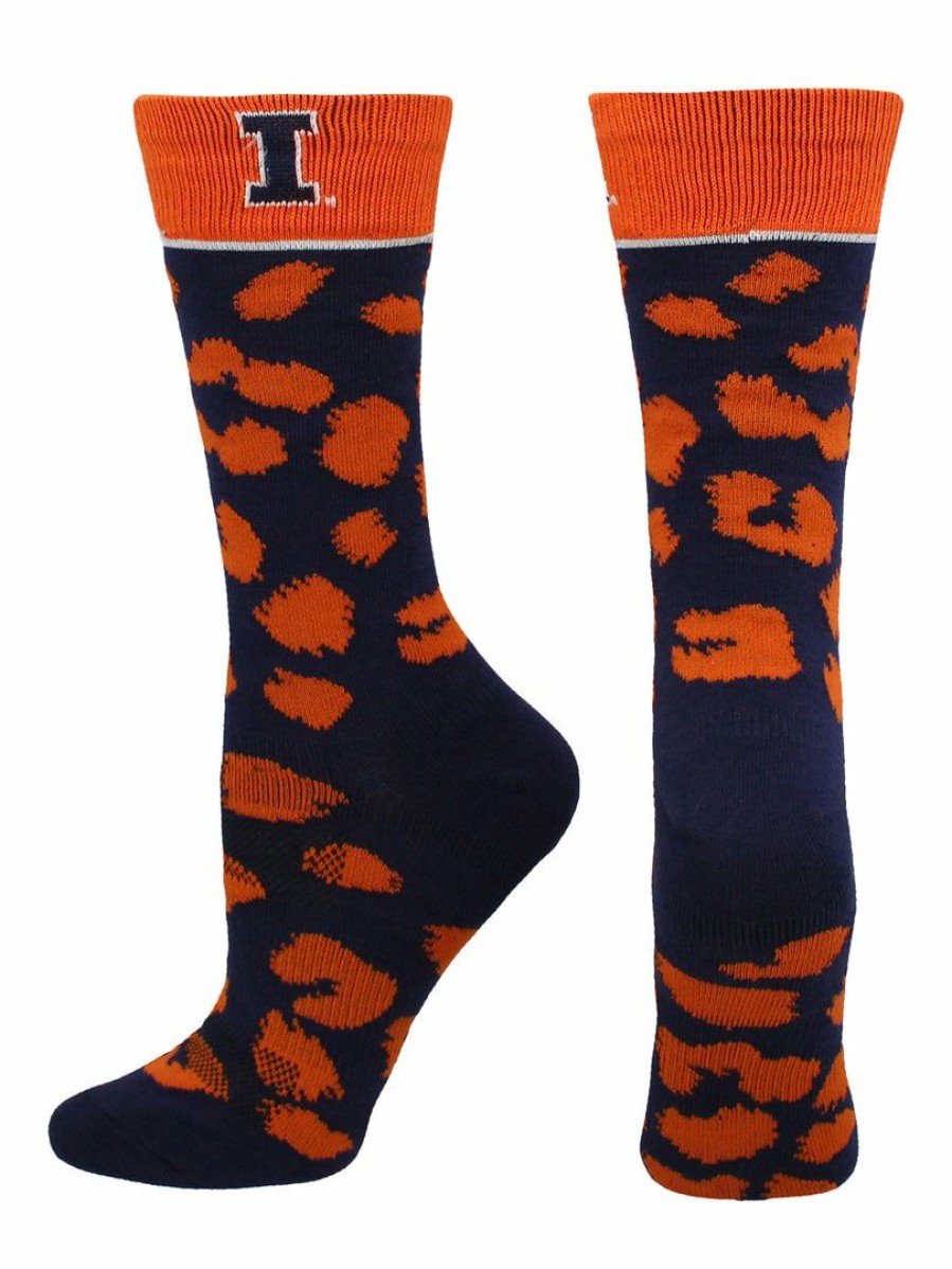 Ncaa Socks * | New Tck All Schools Illinois Fighting Illini Socks Womens Savage Crew Socks Blue/Orange