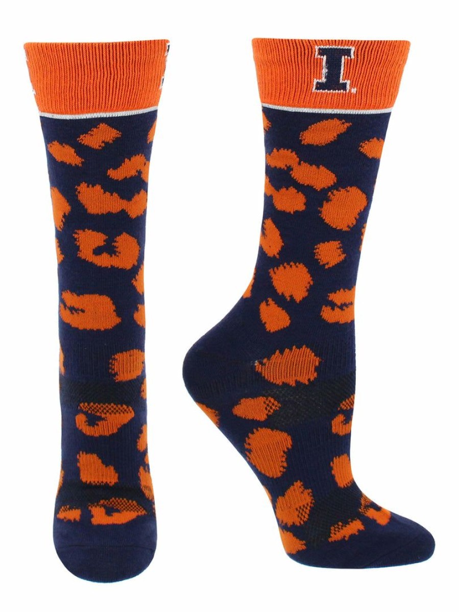 Ncaa Socks * | New Tck All Schools Illinois Fighting Illini Socks Womens Savage Crew Socks Blue/Orange