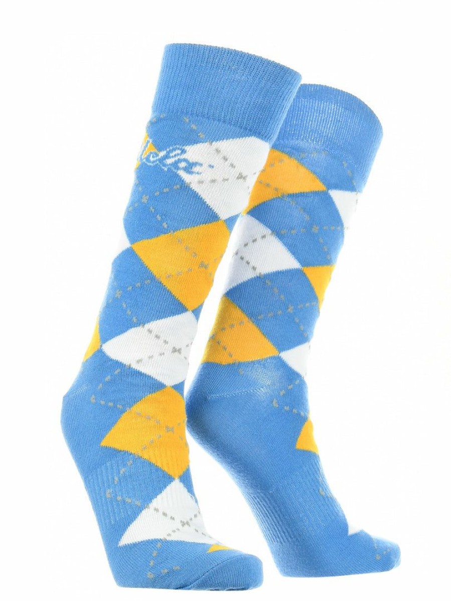 Ncaa Socks * | Best Deal Tck Ucla Bruins Argyle Dress Socks Ncaa Fanwear Crew Length Blue/Gold