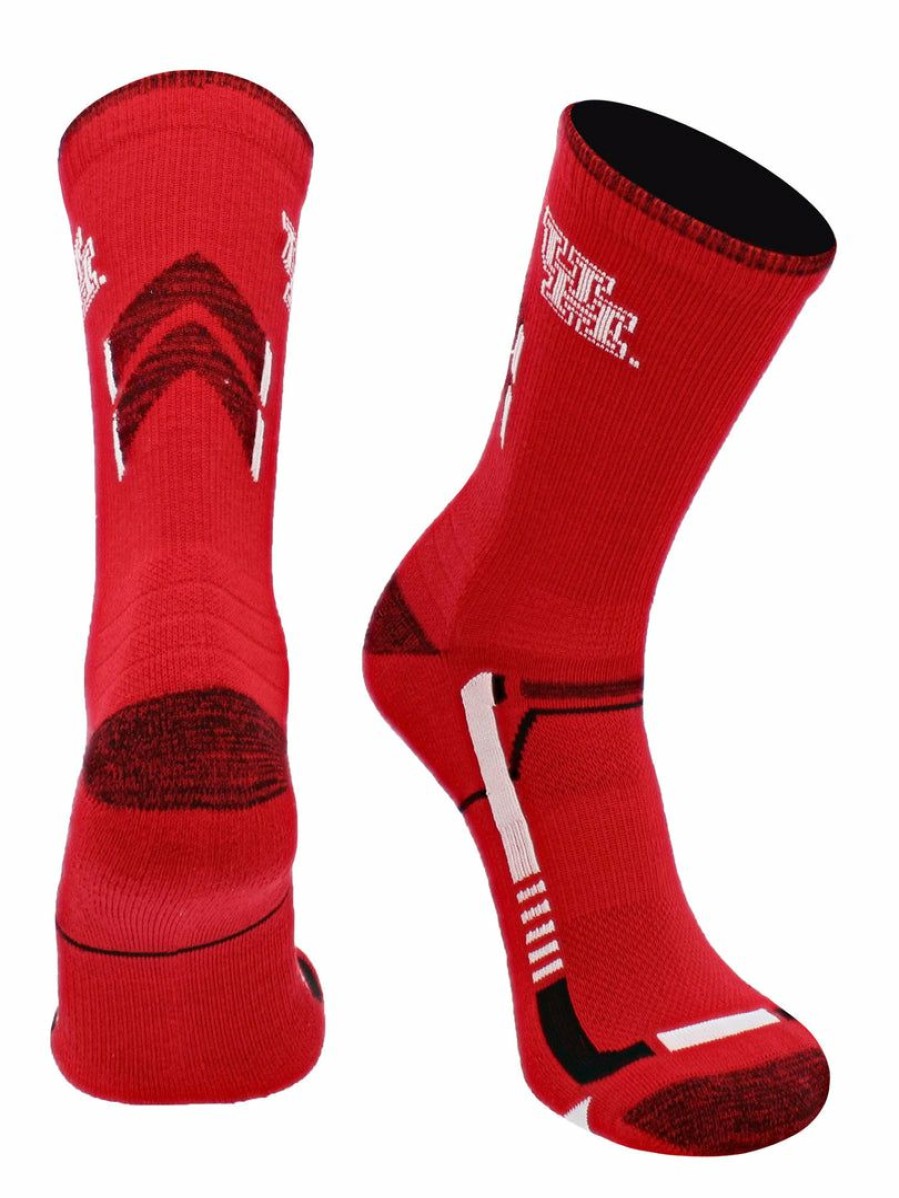 Ncaa Socks * | Discount Tck Houston Cougars Socks University Of Houston Cougars Champion Crew Socks All Schools Red/Black