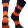 Ncaa Socks * | Outlet Tck Illinois Fighting Illini Socks Game Day Striped Crew Socks Blue/Orange