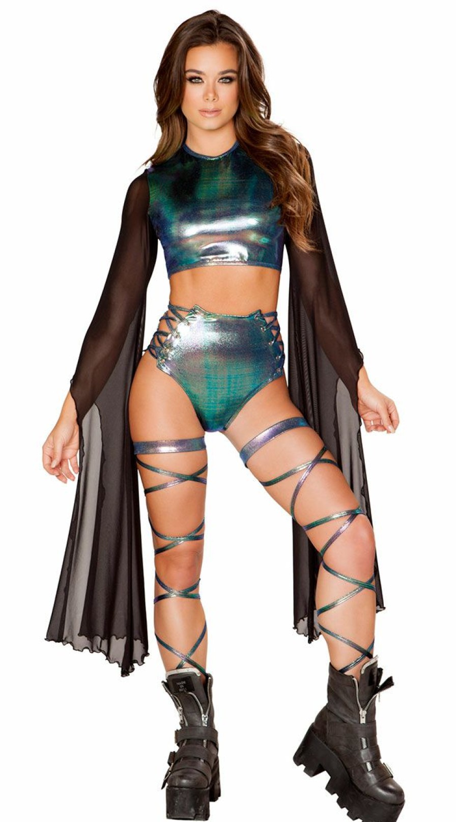 Dancewear * | Roma Dramatic Iridescent Crop Top