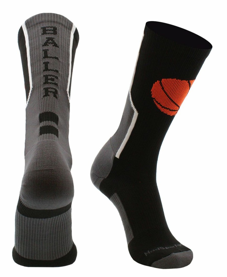 Ncaa Socks * | Flash Sale Madsportsstuff Baller Basketball Socks With Basketball Logo Crew Length