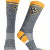 Ncaa Socks * | Best Deal Tck West Virginia Mountaineers Socks Victory Parade Crew Length Gold/Blue/Grey