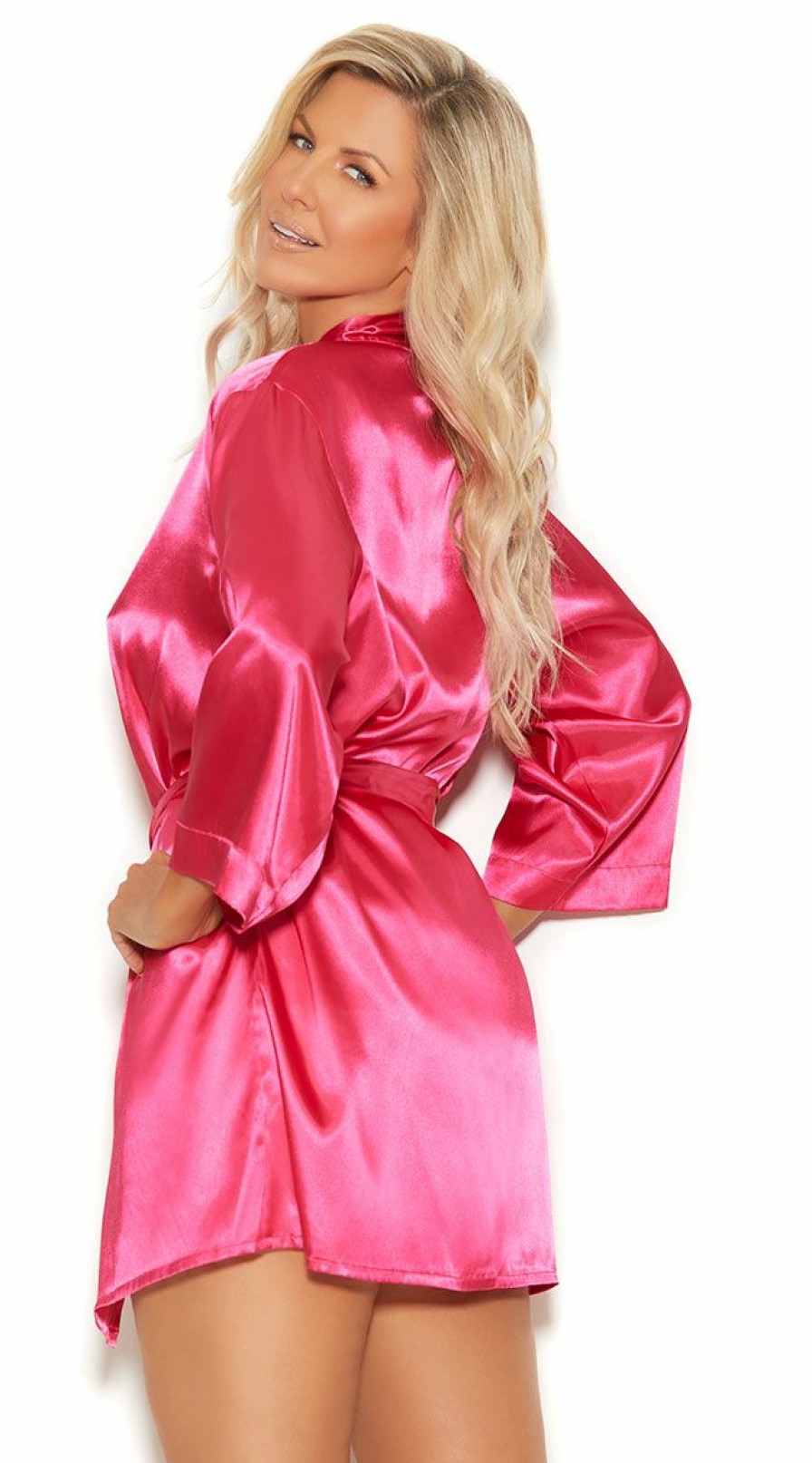 Lingerie * | Elegant Moments Plus Size Bedroom Eyes Satin Robe