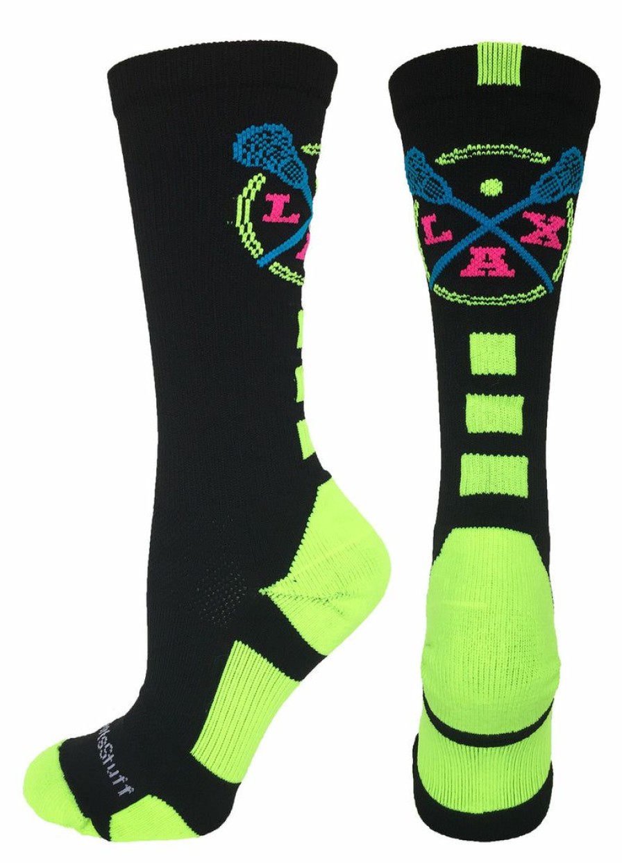 Ncaa Socks * | Top 10 Madsportsstuff Lax Lacrosse Socks With Lacrosse Sticks Athletic Crew Socks (Multiple Colors)