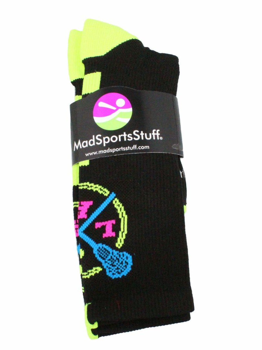 Ncaa Socks * | Top 10 Madsportsstuff Lax Lacrosse Socks With Lacrosse Sticks Athletic Crew Socks (Multiple Colors)