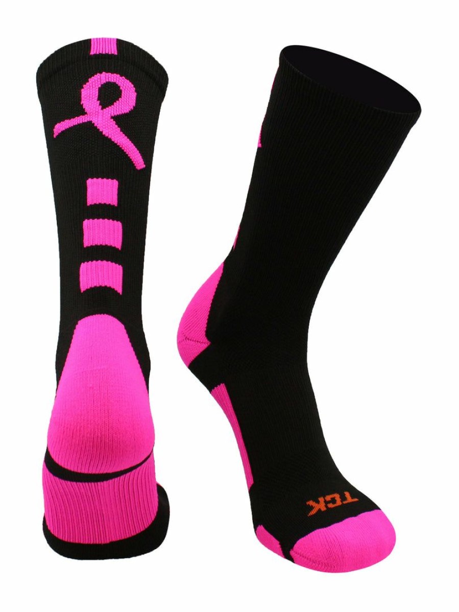 Ncaa Socks * | Buy Tck Volleyball Socks Baseline Breast Cancer Awareness Athletic Crew Socks (Kids And Adult Sizes)