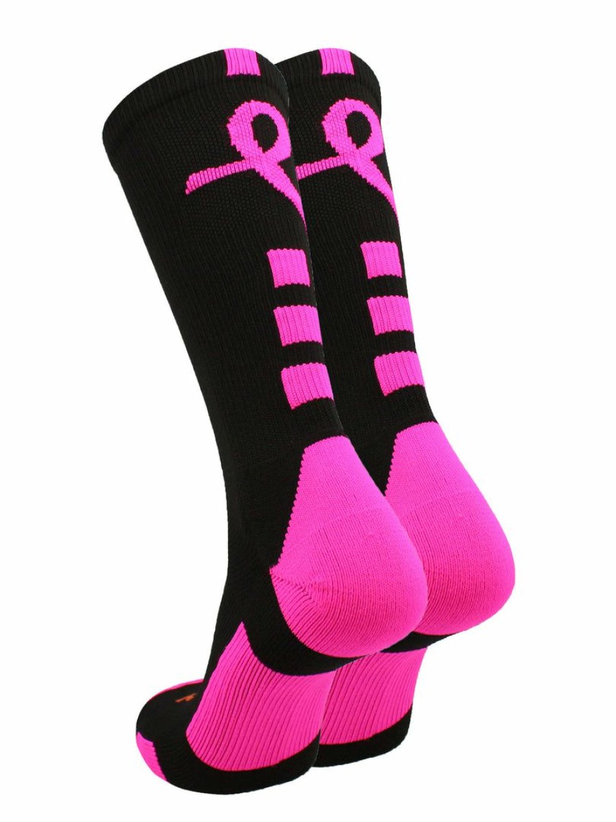 Ncaa Socks * | Buy Tck Volleyball Socks Baseline Breast Cancer Awareness Athletic Crew Socks (Kids And Adult Sizes)