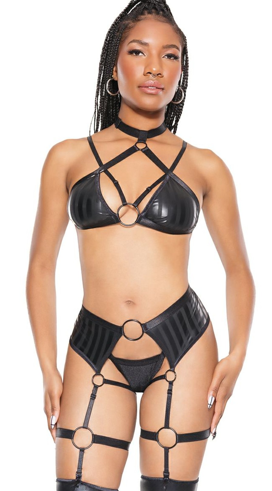 Lingerie * | Coquette Domme And Dirty Crotchless Bra Set