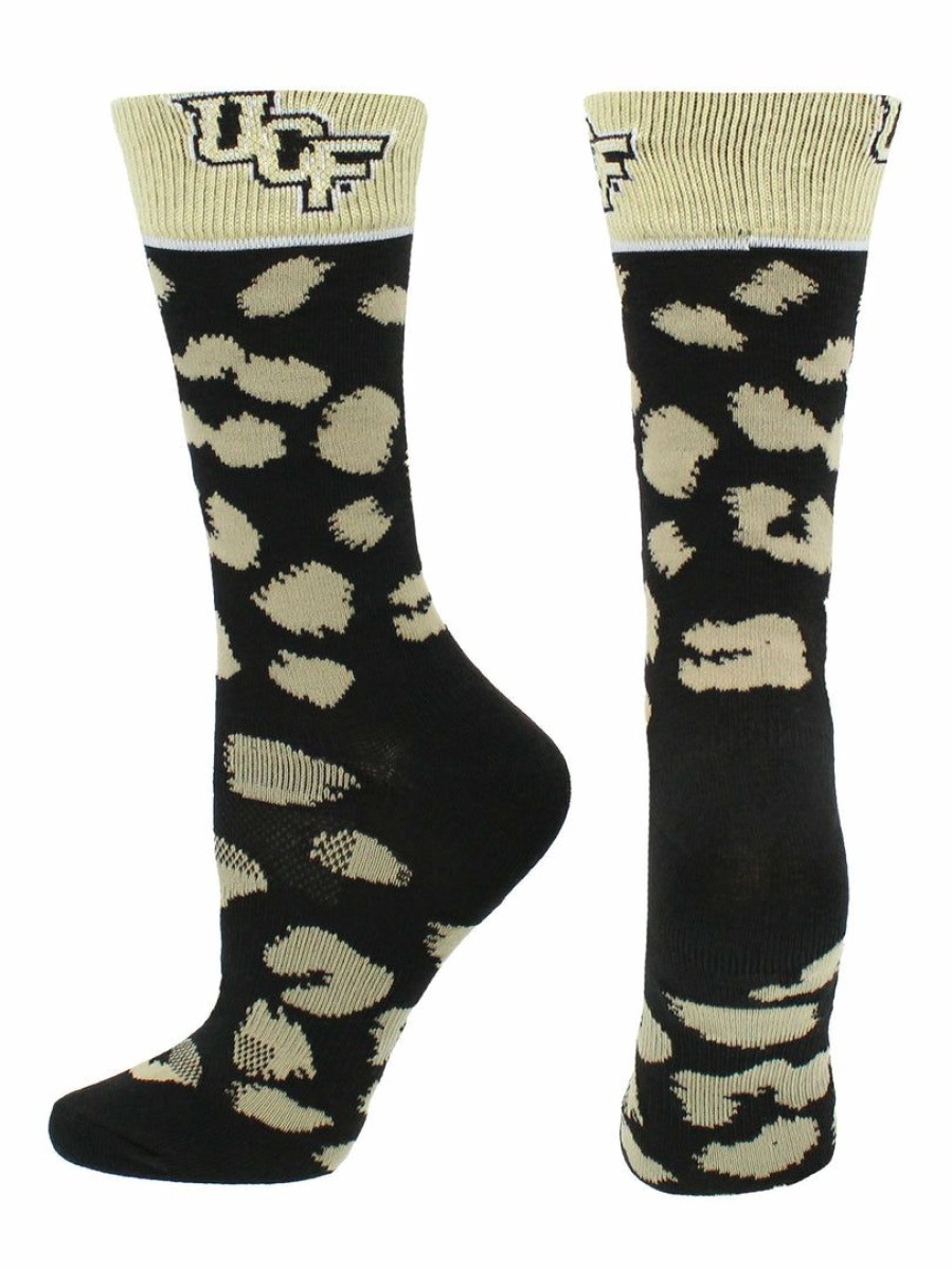 Ncaa Socks * | Best Deal Tck All Schools Central Florida Golden Knights Socks Womens Savage Crew Socks Black/Gold