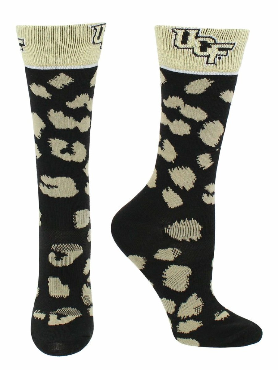 Ncaa Socks * | Best Deal Tck All Schools Central Florida Golden Knights Socks Womens Savage Crew Socks Black/Gold