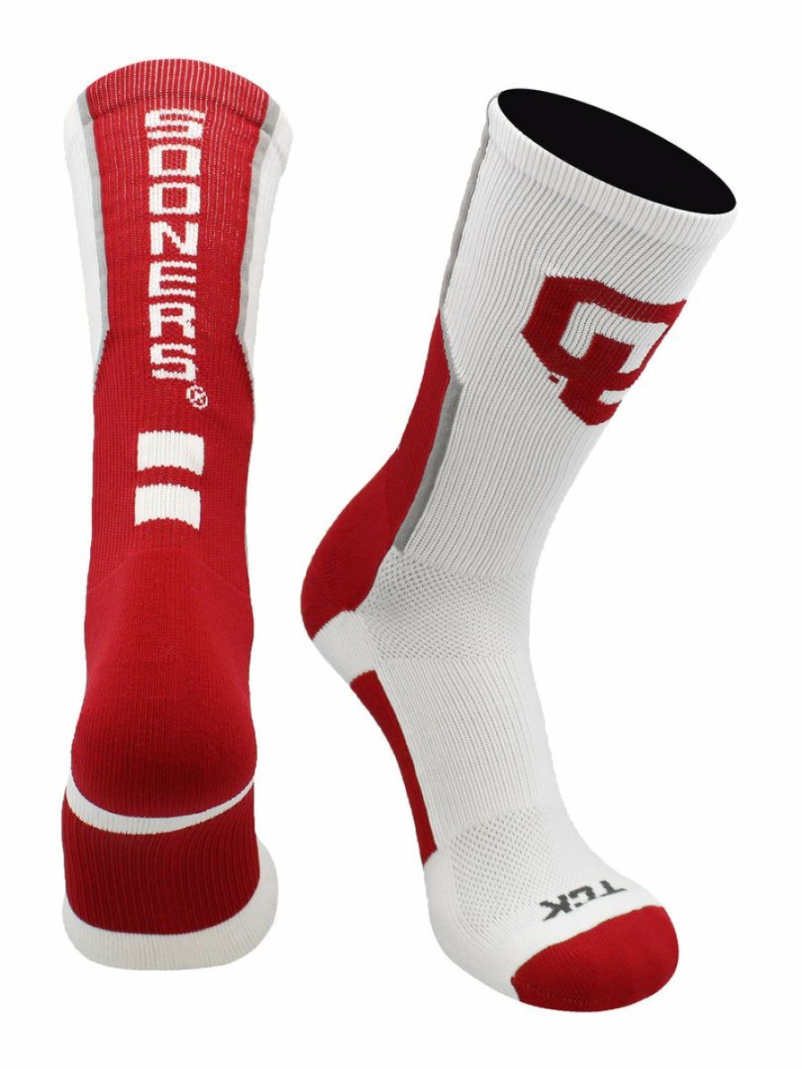 Ncaa Socks * | Wholesale Tck Ou Oklahoma Sooners Socks Perimeter Crew Crimson/Grey/White