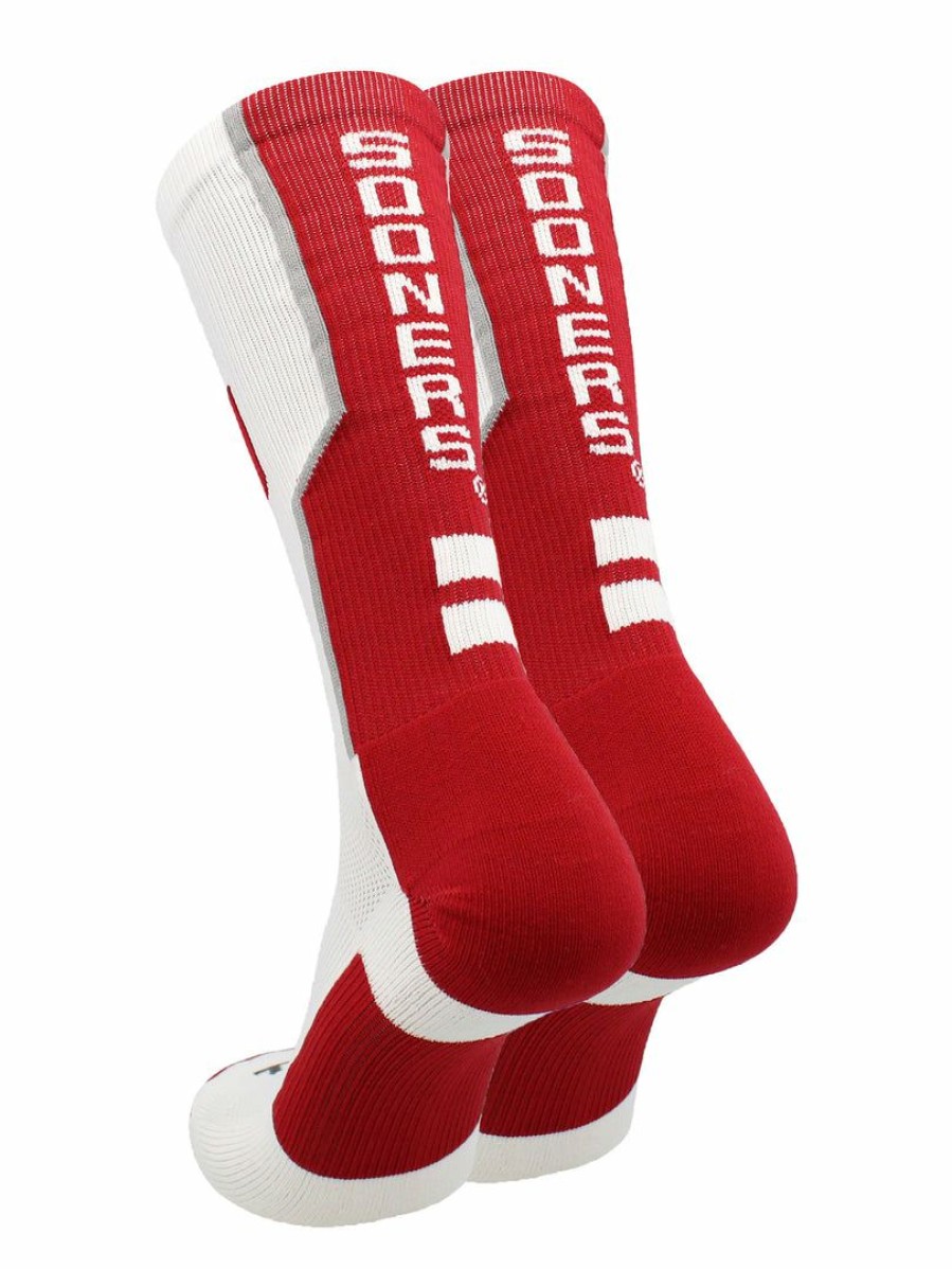 Ncaa Socks * | Wholesale Tck Ou Oklahoma Sooners Socks Perimeter Crew Crimson/Grey/White