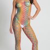 Lingerie * | Music Legs Rio Rainbow Netted Bodystocking