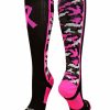 Ncaa Socks * | Deals Madsportsstuff Pink Ribbon Breast Cancer Awareness Camo Over The Calf Socks (Multiple Colors) Baseball Socks