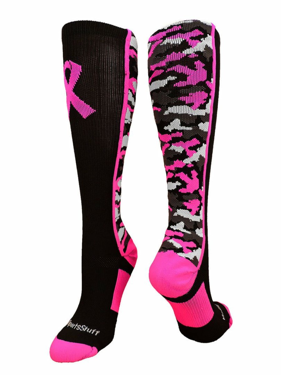 Ncaa Socks * | Deals Madsportsstuff Pink Ribbon Breast Cancer Awareness Camo Over The Calf Socks (Multiple Colors) Baseball Socks