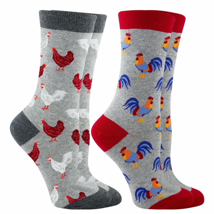 Ncaa Socks * | Best Deal Whd Chicken Socks With Hens And Roosters For Women Chicken Lovers Gift 2-Pack Crazy Socks Crew