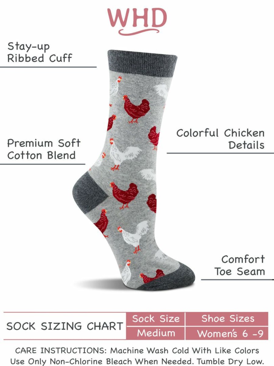 Ncaa Socks * | Best Deal Whd Chicken Socks With Hens And Roosters For Women Chicken Lovers Gift 2-Pack Crazy Socks Crew