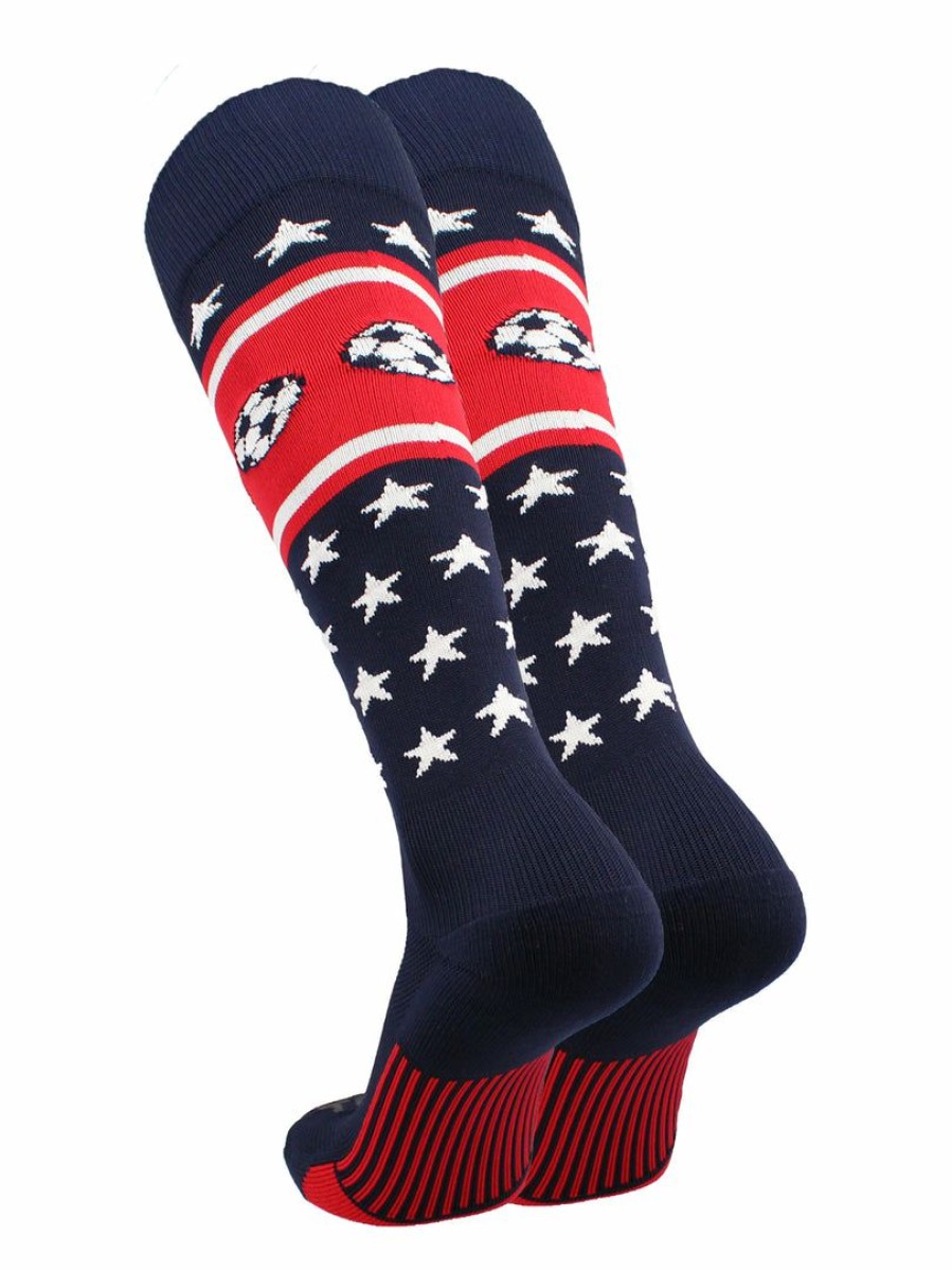 Ncaa Socks * | Discount Tck Patriotic Usa Soccer Socks Navy/Scarlet/White