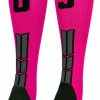 Ncaa Socks * | Discount Madsportsstuff Neon Pink And Black Player Id Custom Number Over The Calf Socks For Softball Baseball Football Boys And Girls Baseball Socks