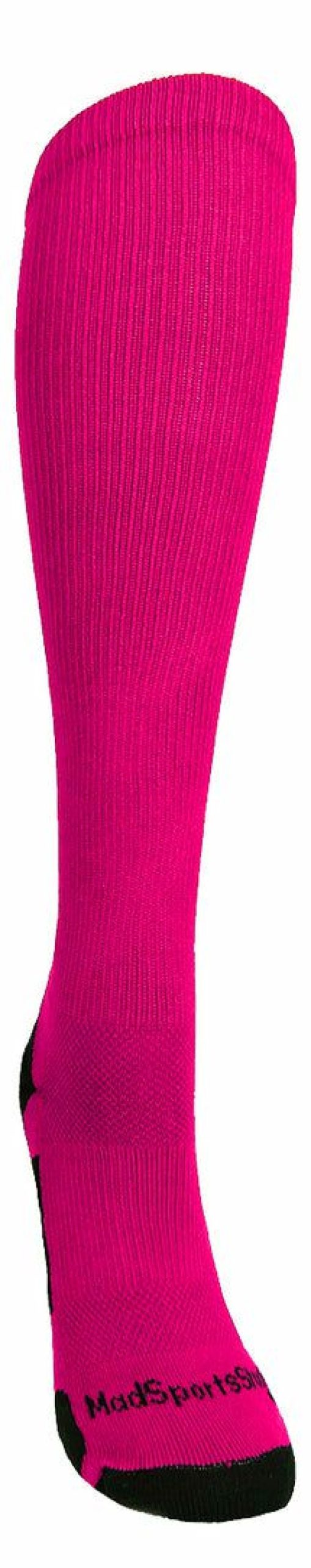 Ncaa Socks * | Discount Madsportsstuff Neon Pink And Black Player Id Custom Number Over The Calf Socks For Softball Baseball Football Boys And Girls Baseball Socks