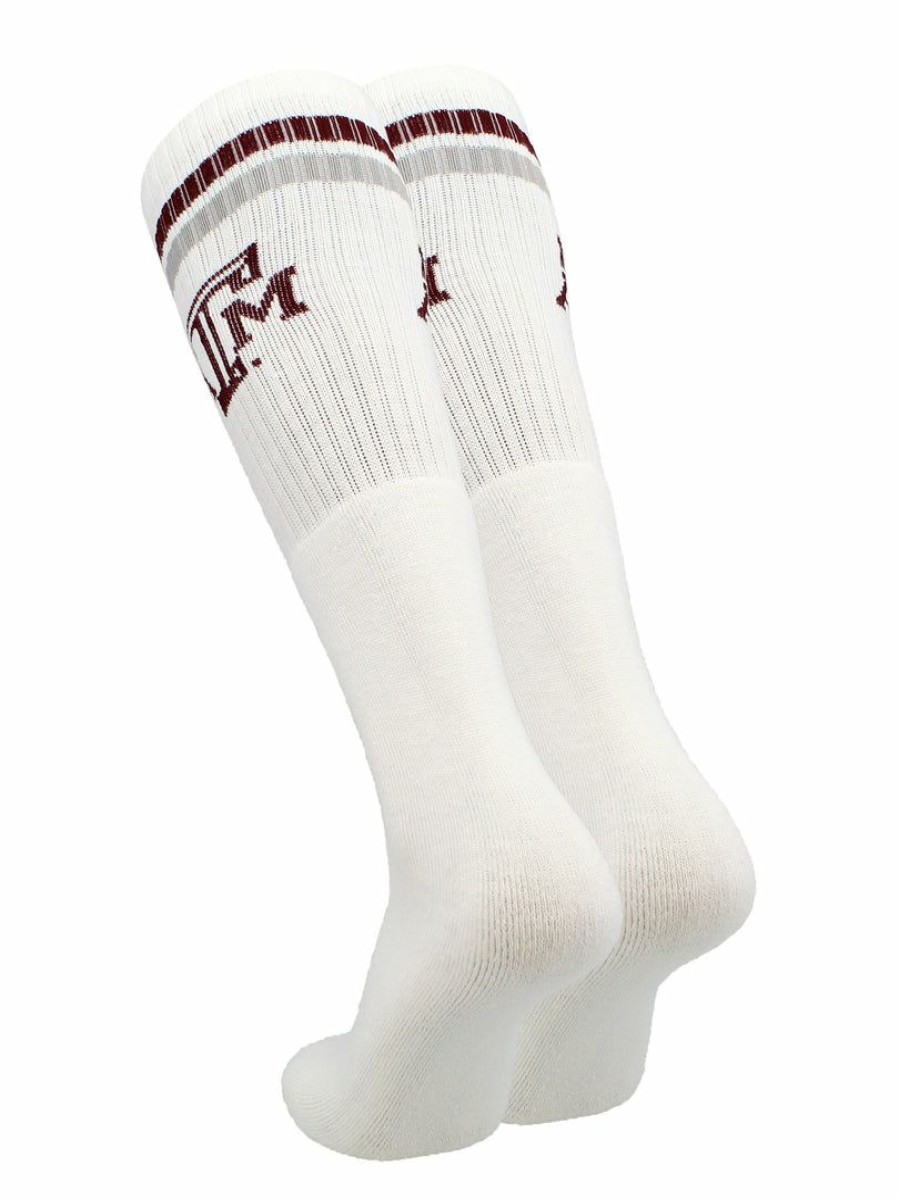 Ncaa Socks * | Cheap Tck All Schools Texas A&M Aggies Socks Throwback Tube White/Maroon/Grey