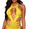 Lingerie * | Leg Avenue Seamless Cut-Out Lace Bodysuit