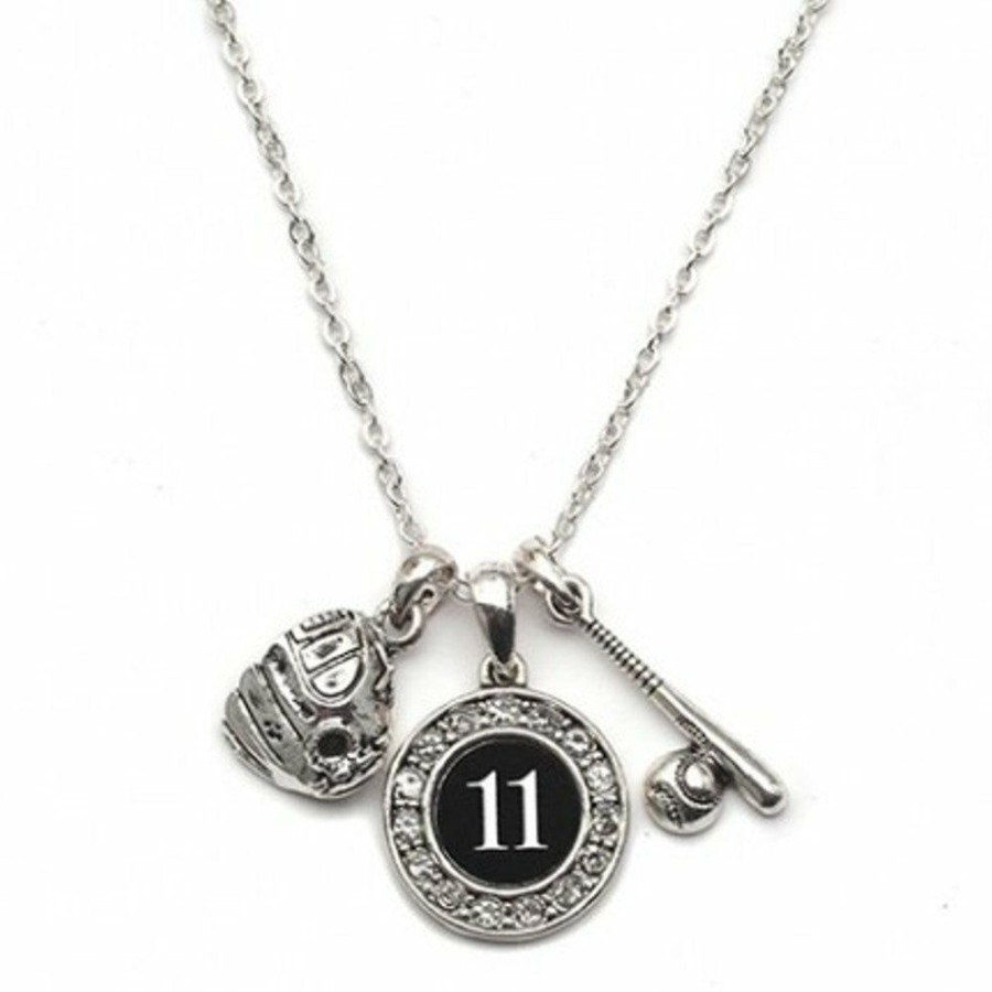 Accessories * | Budget Madsportsstuff Jewelry Girls Softball Necklace With Jersey Number (Available In 39 Numbers)