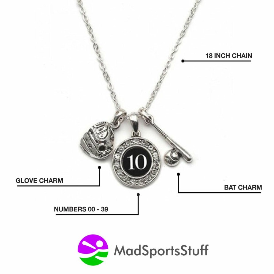 Accessories * | Budget Madsportsstuff Jewelry Girls Softball Necklace With Jersey Number (Available In 39 Numbers)