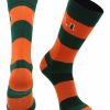 Ncaa Socks * | Discount Tck All Schools Miami Hurricanes Socks Game Day Striped Crew Socks Green/Orange