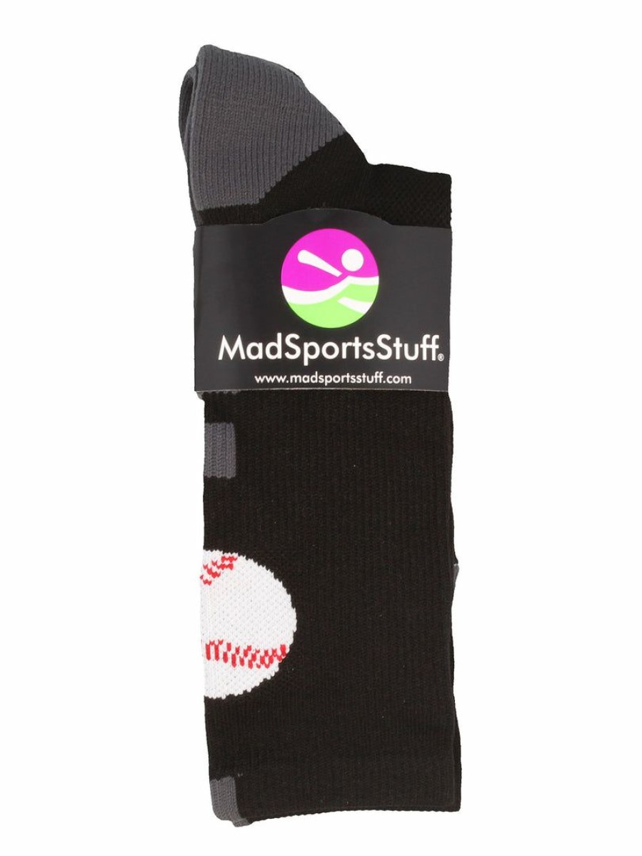 Ncaa Socks * | Cheapest Madsportsstuff Baseball Socks Baseball Logo Athletic Crew Socks (Multiple Colors)