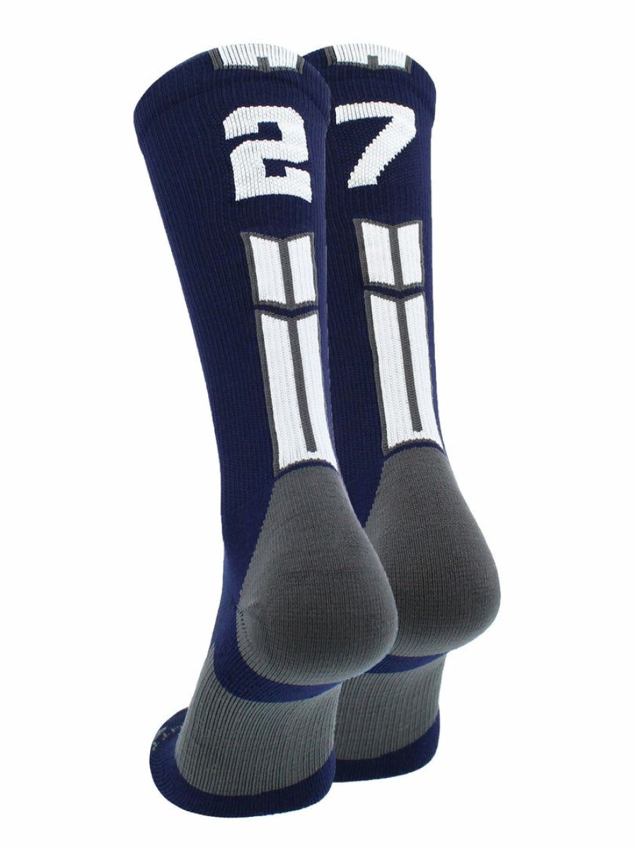 Ncaa Socks * | Deals Madsportsstuff Volleyball Socks Navy Player Id Custom Number Crew Socks For Basketball Lacrosse Volleyball Boys And Girls