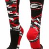 Ncaa Socks * | Deals Tck Sports University Of Georgia Bulldogs Socks Woodland Camo Crew Black/Scarlet/White